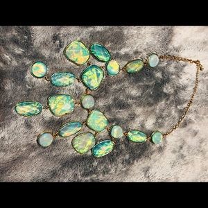 Large iridescent stone necklace
